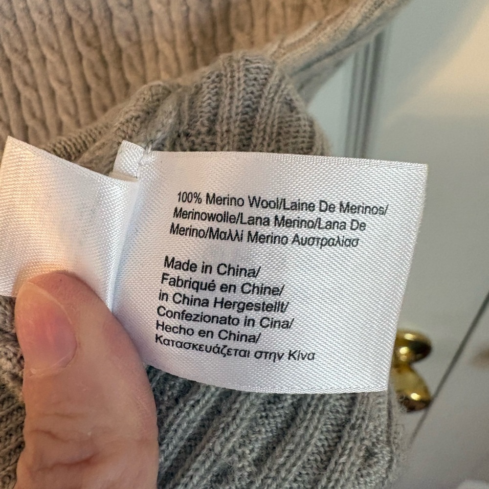 Brooks Brothers 346 Merino Wool Sweater S Gray Cable Knit Short Sleeve - Picture 3 of 6